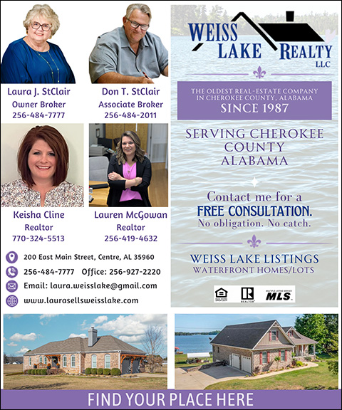 LAURA ST CLAIR WEISS LAKE REALTY, CHEROKEE COUNTY, AL
