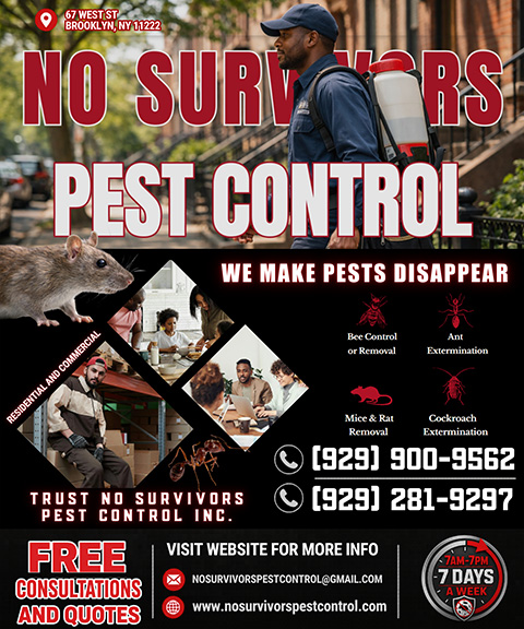NO SURVIVORS PEST CONTROL, KINGS COUNTY, NY