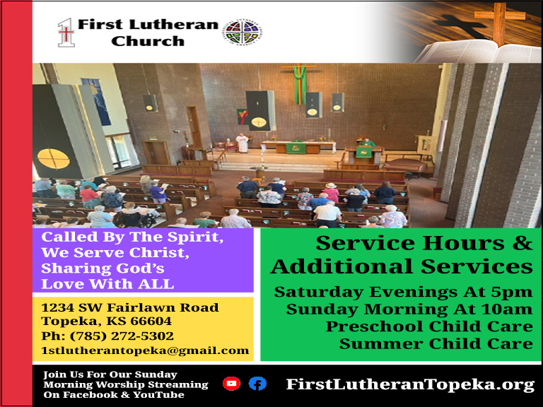 FIRST LUTHERAN CHURCH, SHAWNEE COUNTY, KS