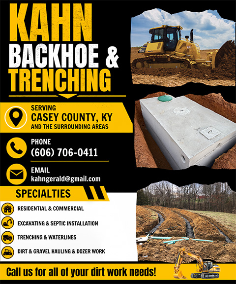 KAHN BACKHOE & TRENCHING, CASEY County, KY