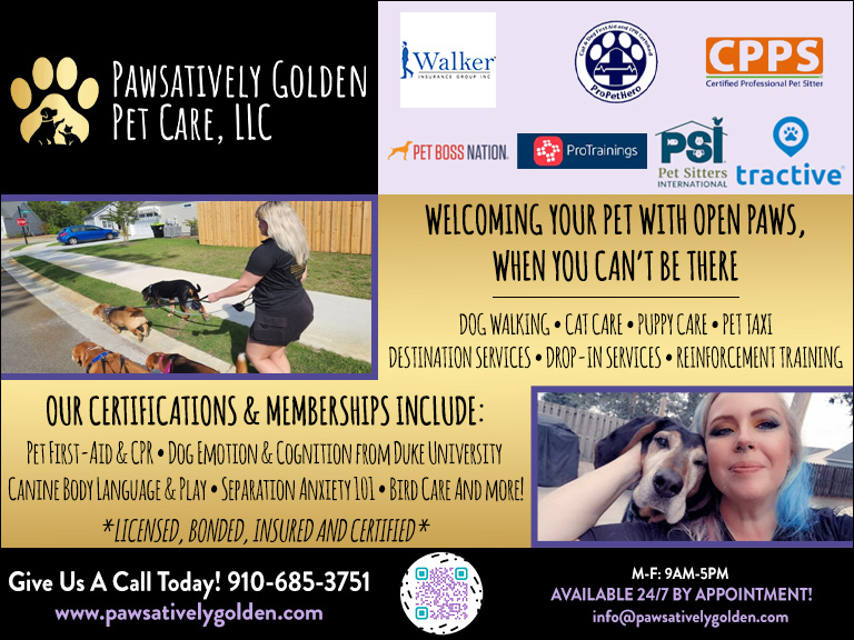 PAWSATIVELY GOLDEN PET CARE LLC, NEW HANOVER COUNTY, NC