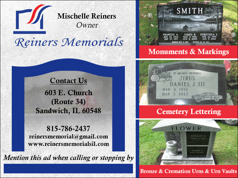 REINERS MEMORIALS, DEKALB COUNTY, IL