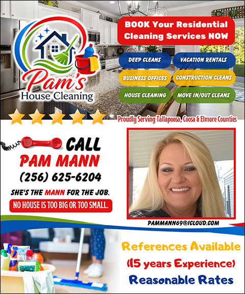 PAM’S HOUSE CLEANING, TALLAPOOSA COUNTY, AL