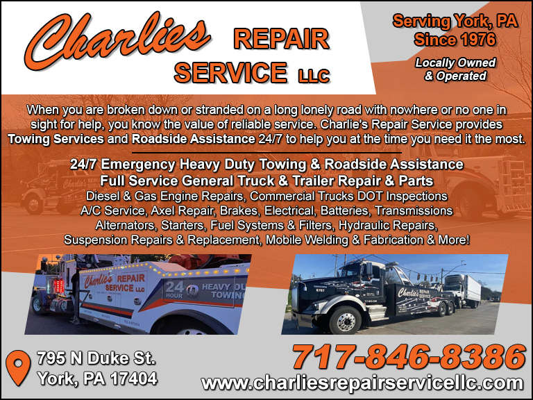 CHARLIES REPAIR SERVICE, HEAVY DUTY TOW, YORK COUNTY, PA