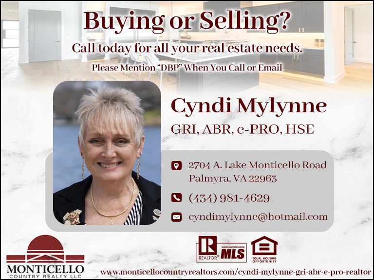 CYNDI MYLYNNE- MONTICELLO COUNTRY, Fluvanna County, VA