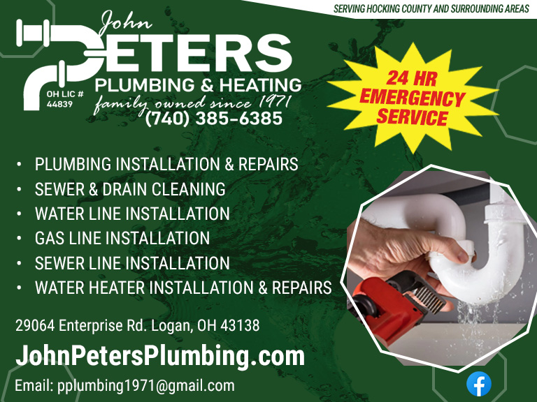 JOHN PETERS PLUMBING AND HEATING, HOCKING COUNTY, OH