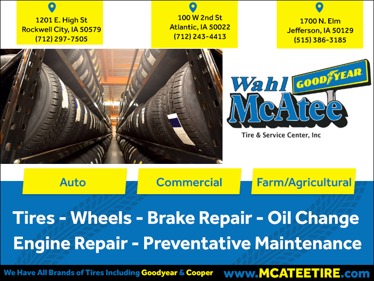 mcateetire3 WAHL MCATEE TIRE & SERVICE CENTER, INC, CALHOUN COUNTY, IA
