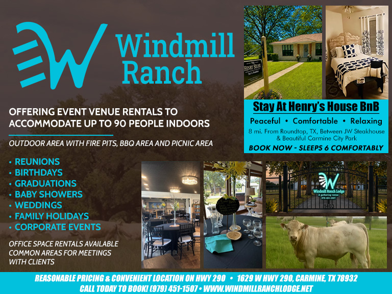WINDMILL RANCH LODGE, WASHINGTON COUNTY, TX
